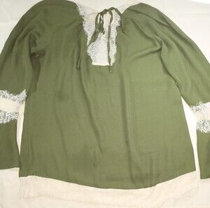 NY Collection Women's Green Long Sleeve Blouse Size M RN 58719 Sku 219